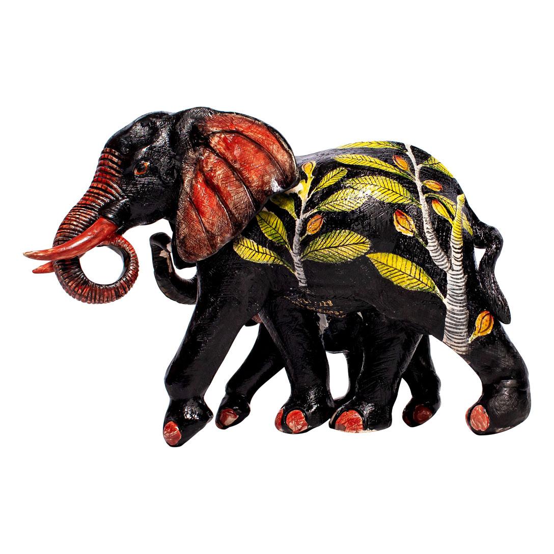 Keramik  Elefant und Baby  Skulptur, handgemacht in Südafrika (Südafrikanisch)