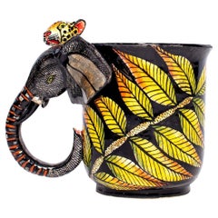 Ceramic  Elephant And Leopard Mug , hand made in South Africa