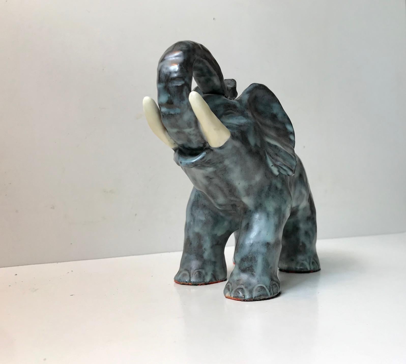 Scandinavian Modern Ceramic Elephant by Michael Andersen, Denmark, 1970s For Sale