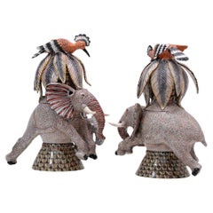 Ceramic Elephant Candle Holders , hand made in South Africa