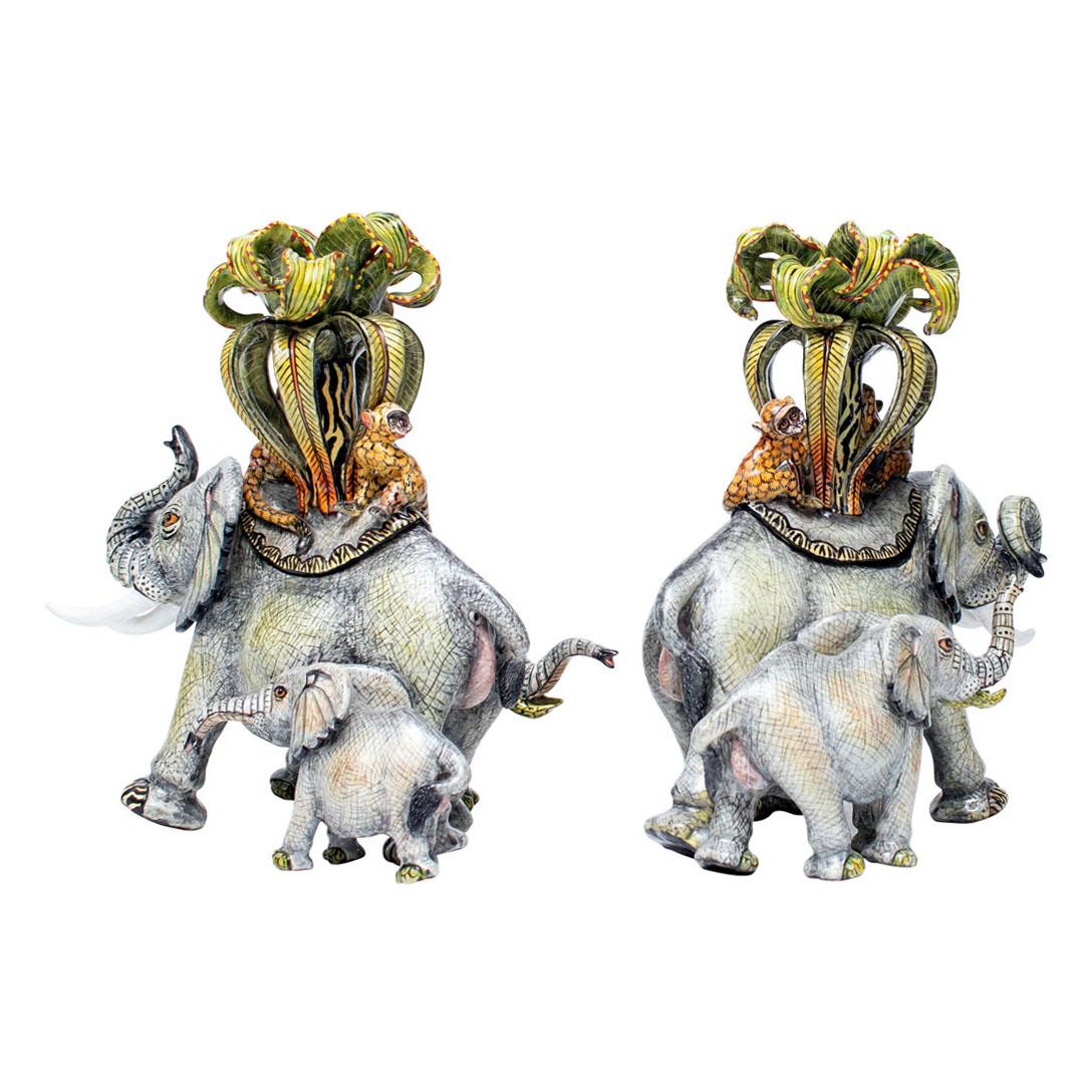 Modern Ceramic Elephant Candlesticks  , hand made in South Africa