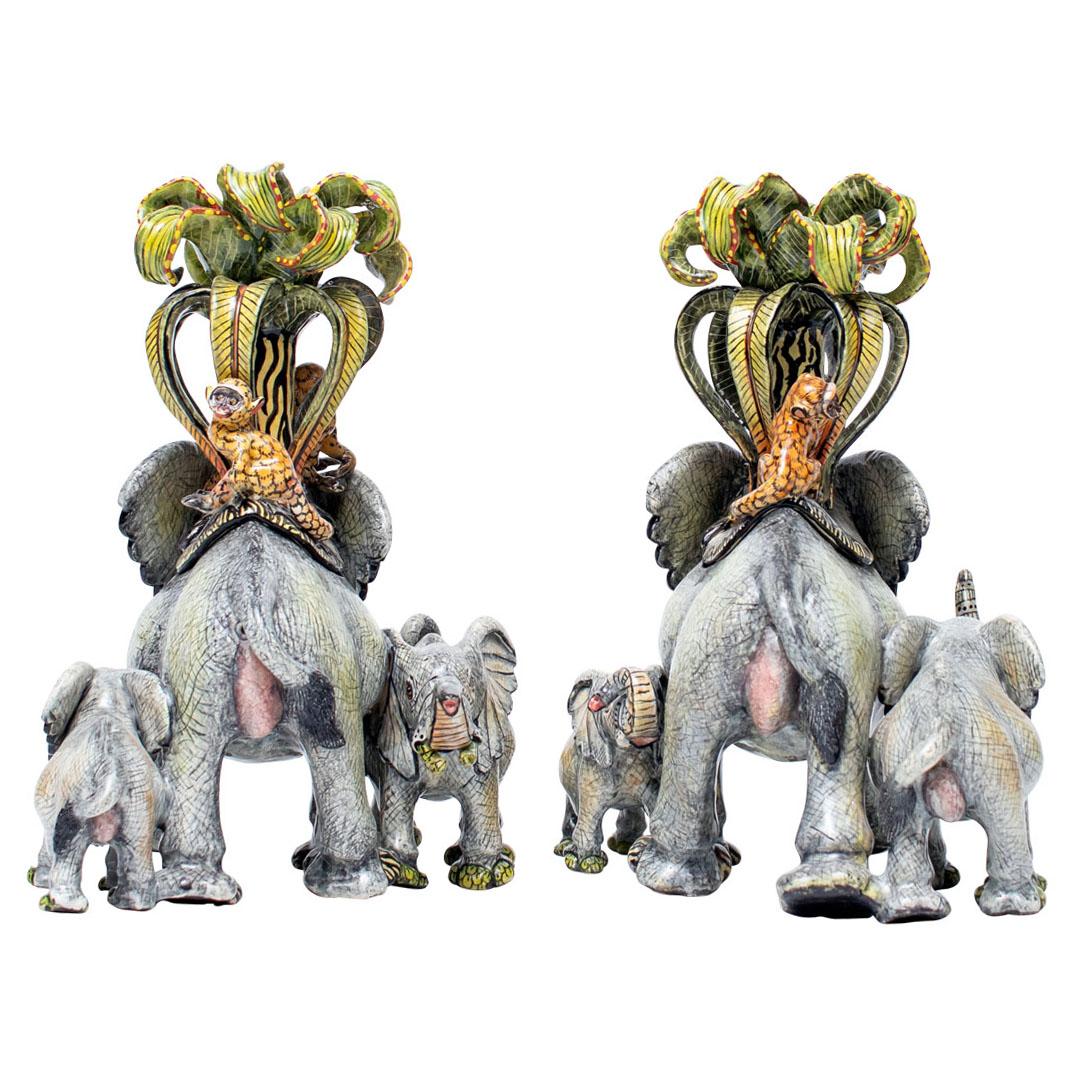 South African Ceramic Elephant Candlesticks  , hand made in South Africa