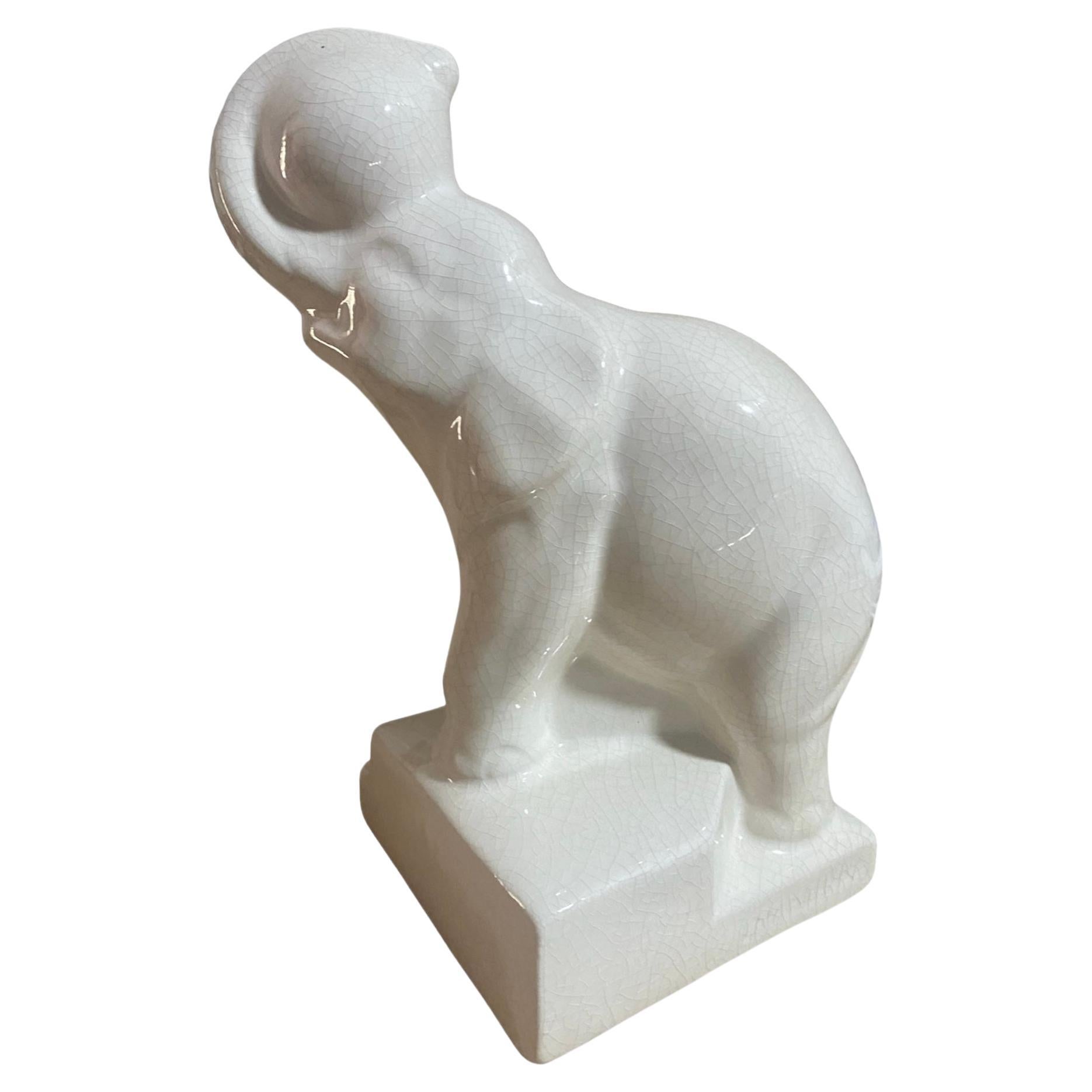 Ceramic elephant  Dimensions: h23xw18x11.5cm Signature Duquesne  Circa 1930 For Sale