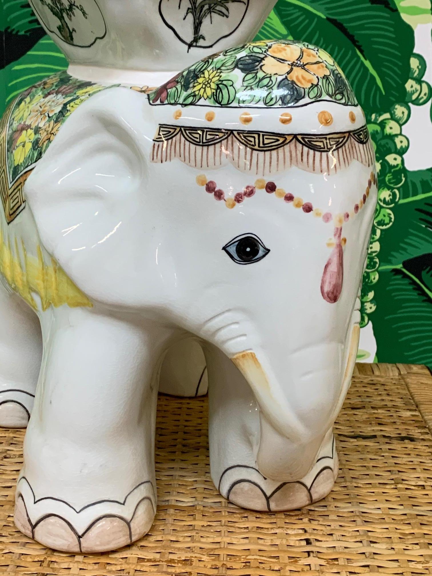 Ceramic Elephant Garden Stool In Good Condition In Jacksonville, FL