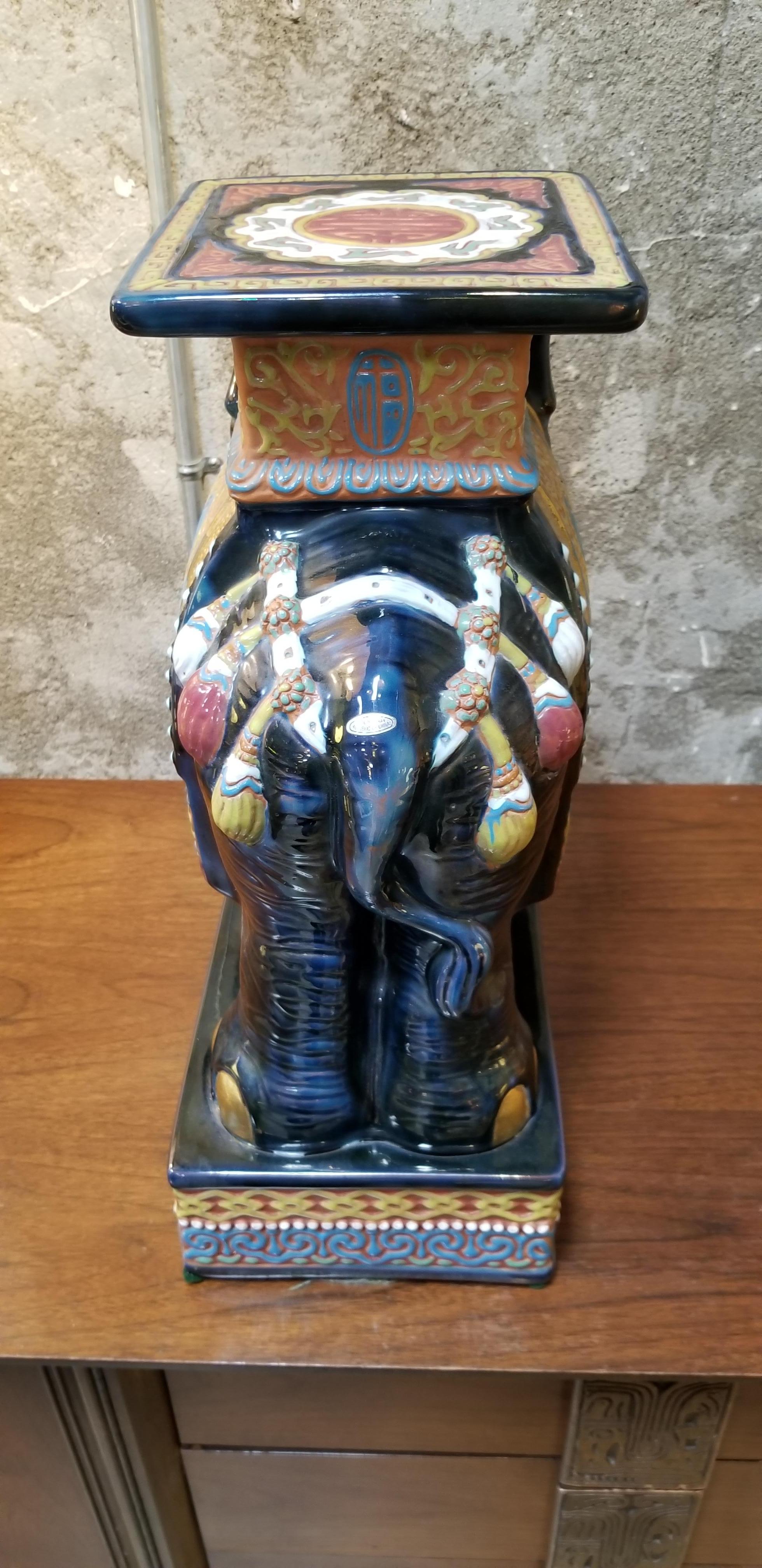 Ceramic Elephant Garden Stool or End Table 4