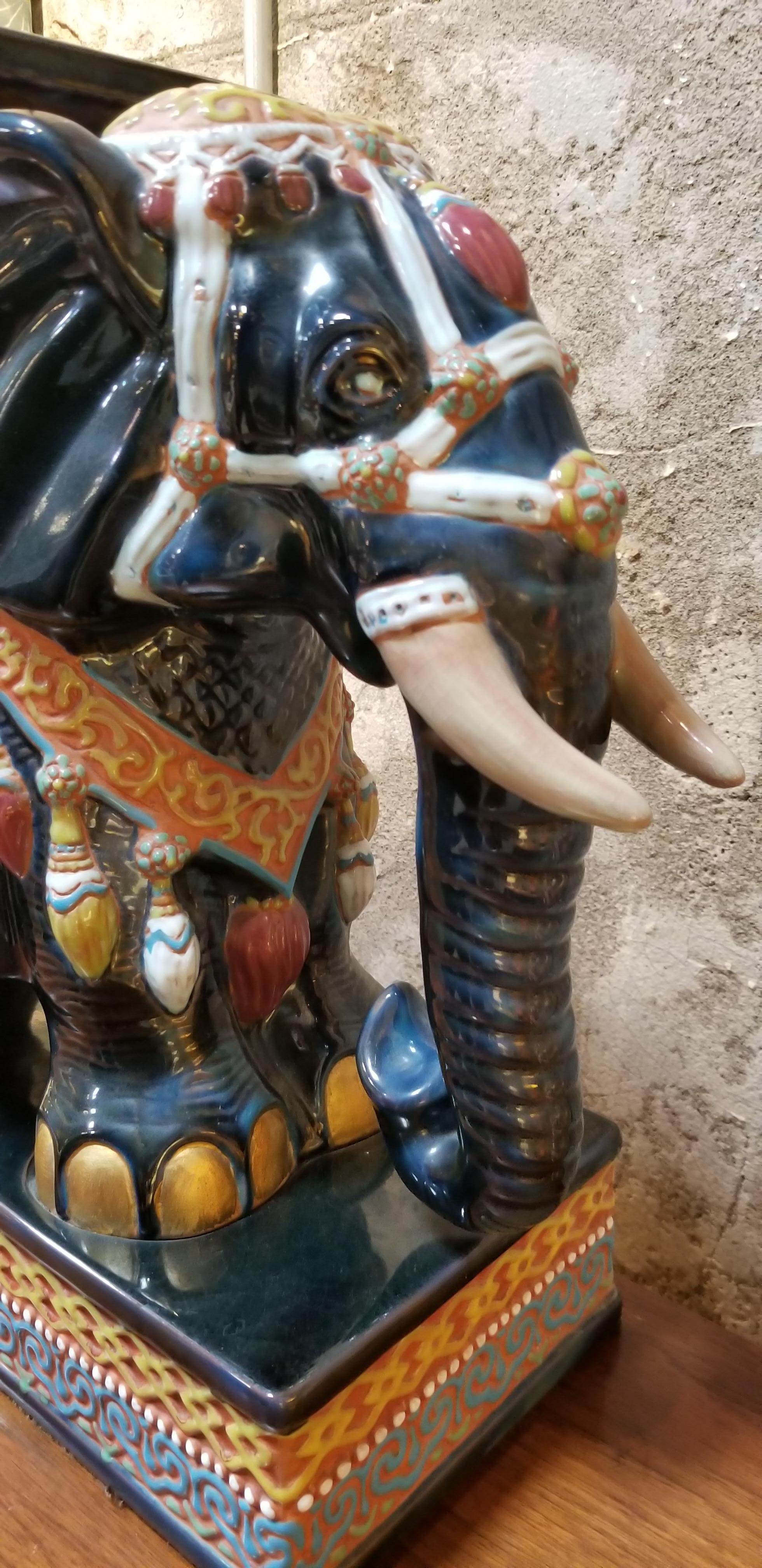 Ceramic Elephant Garden Stool or End Table 2