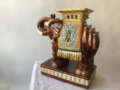 Tabouret/table de jardin éléphant en céramique