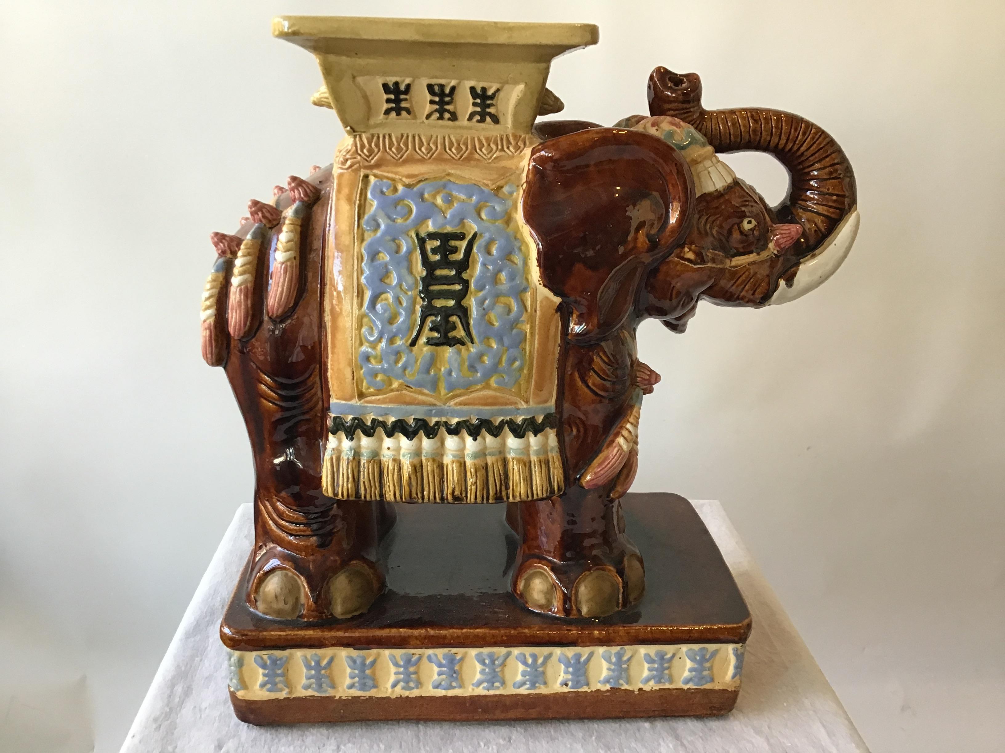 Late 20th Century Ceramic Elephant Garden Stool/Table