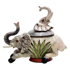 Ceramic  Elephant  Jewelry  Box  , hand made in South Africa