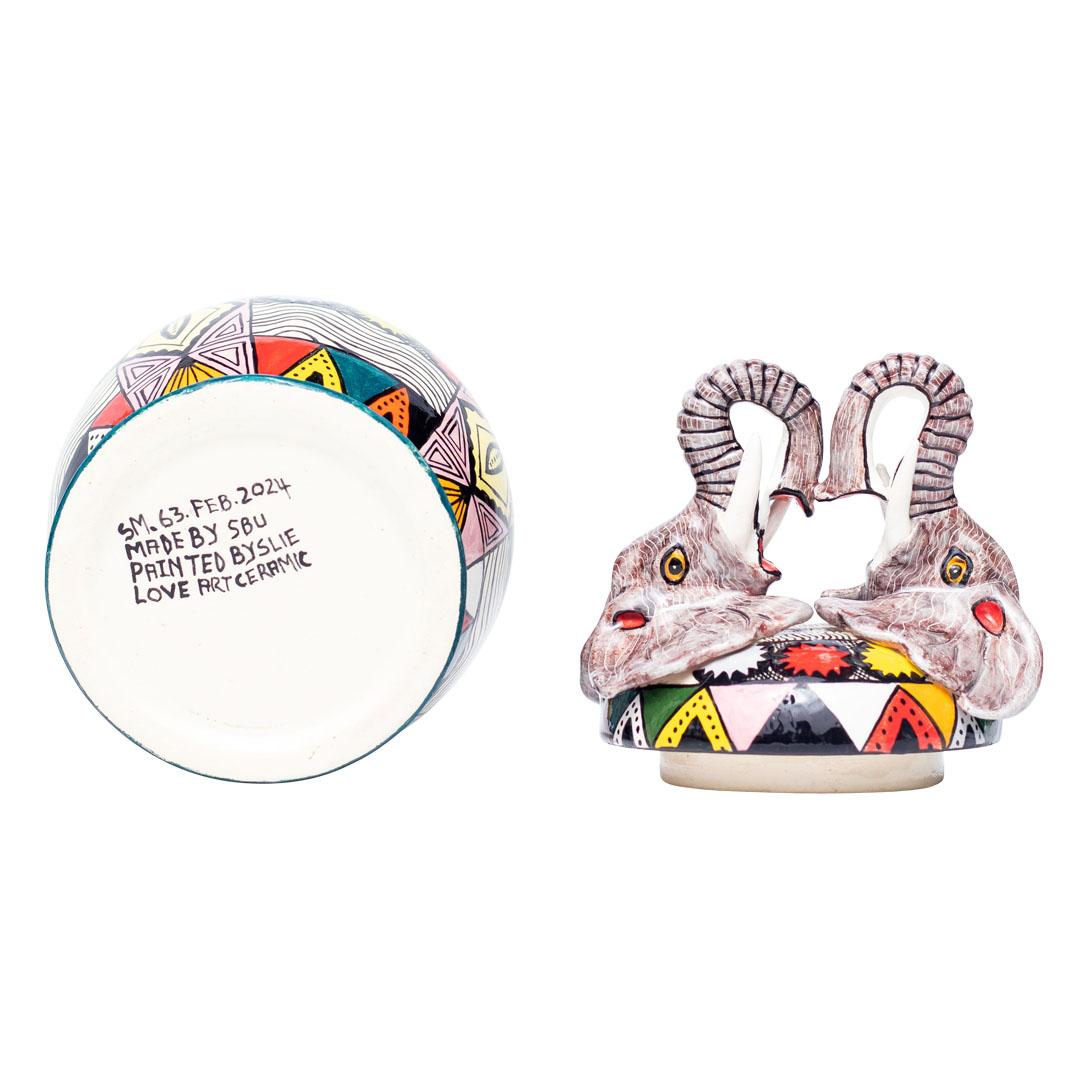 Modern Ceramic Elephant Jewelry Box  , hand made in South Africa