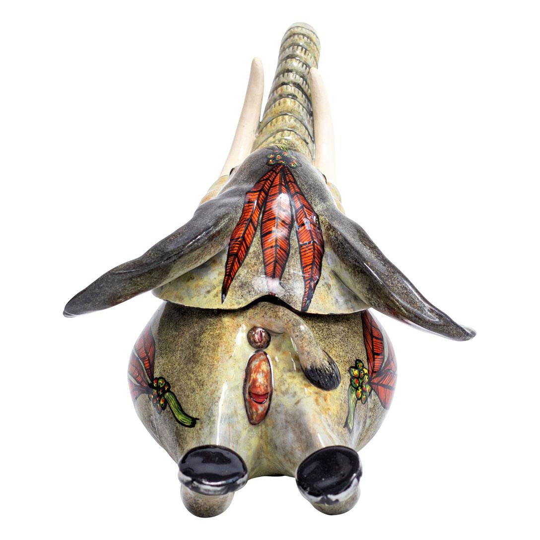 South African Ceramic  Elephant Jewelry  Box  , hand made in South Africa For Sale