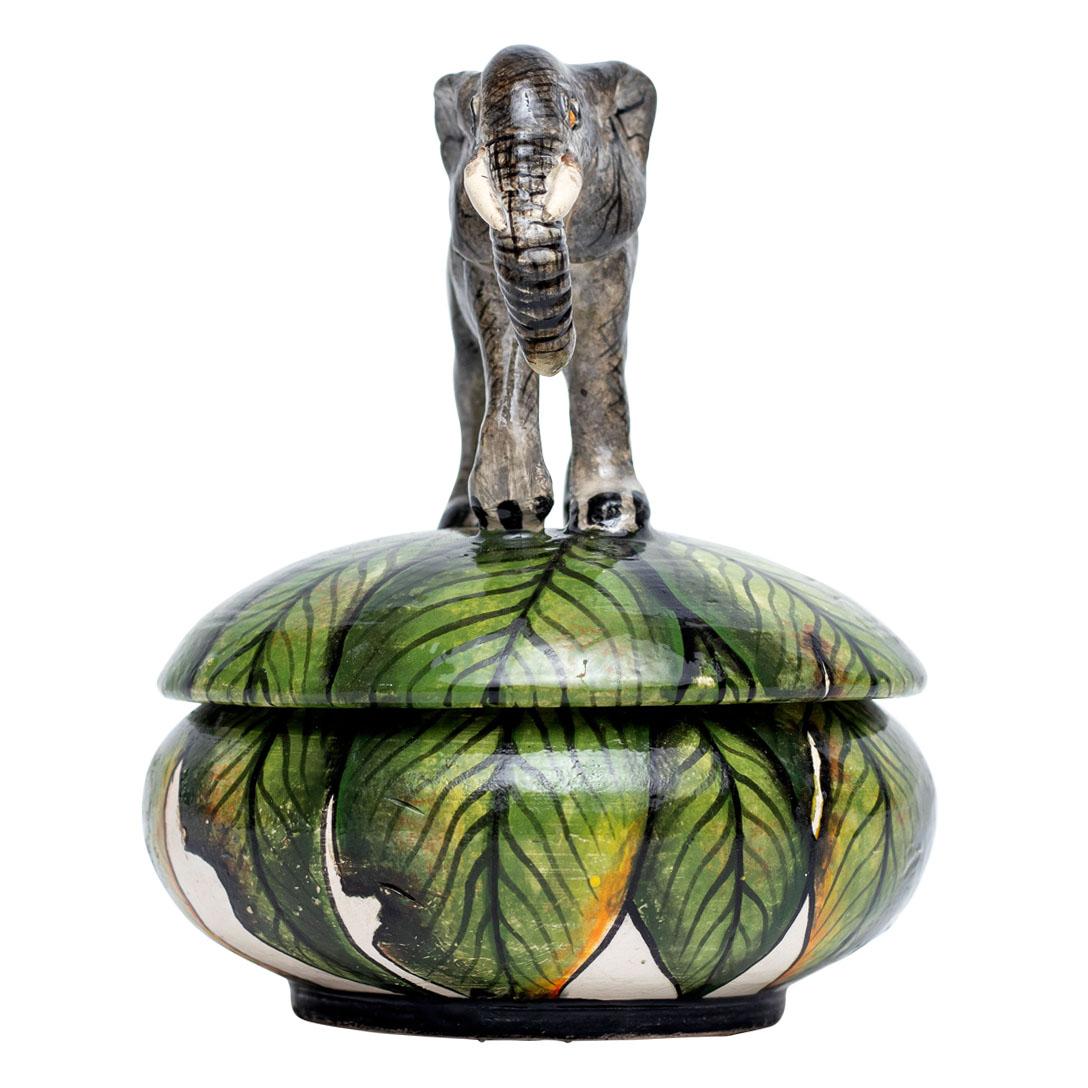 South African Ceramic Elephant Jewelry Box , hand made in South Africa
