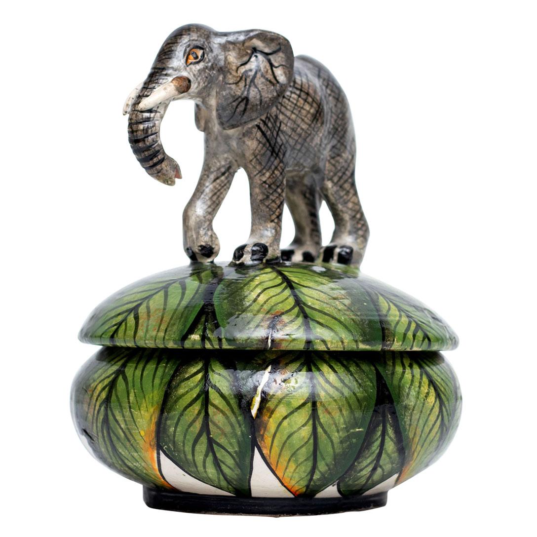 Fired Ceramic Elephant Jewelry Box , hand made in South Africa