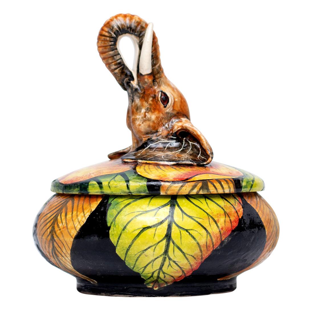 Fired Ceramic Elephant Jewelry Box , hand made in South Africa