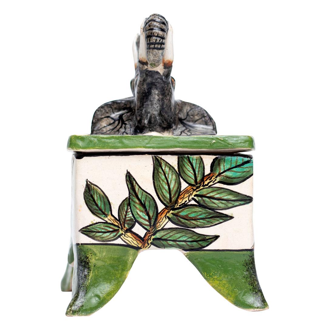 Ceramic Elephant Jewelry Box , hand made in South Africa In Excellent Condition For Sale In North Miami, FL