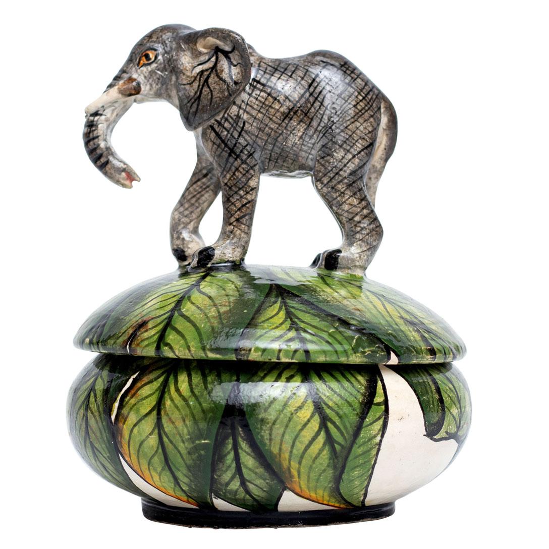 Ceramic Elephant Jewelry Box , hand made in South Africa In Excellent Condition In North Miami, FL