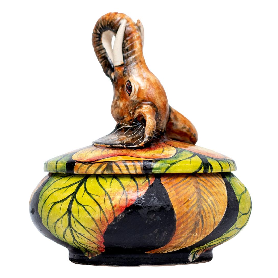 Ceramic Elephant Jewelry Box , hand made in South Africa In Excellent Condition In North Miami, FL