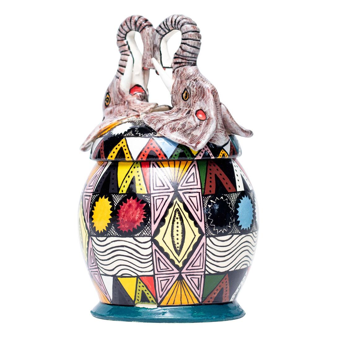 Contemporary Ceramic Elephant Jewelry Box  , hand made in South Africa