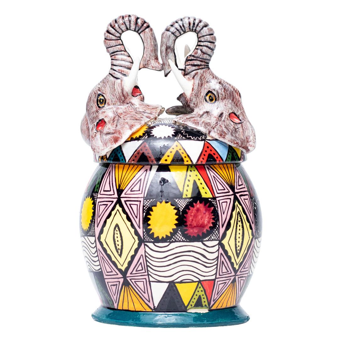 Ceramic Elephant Jewelry Box  , hand made in South Africa 1