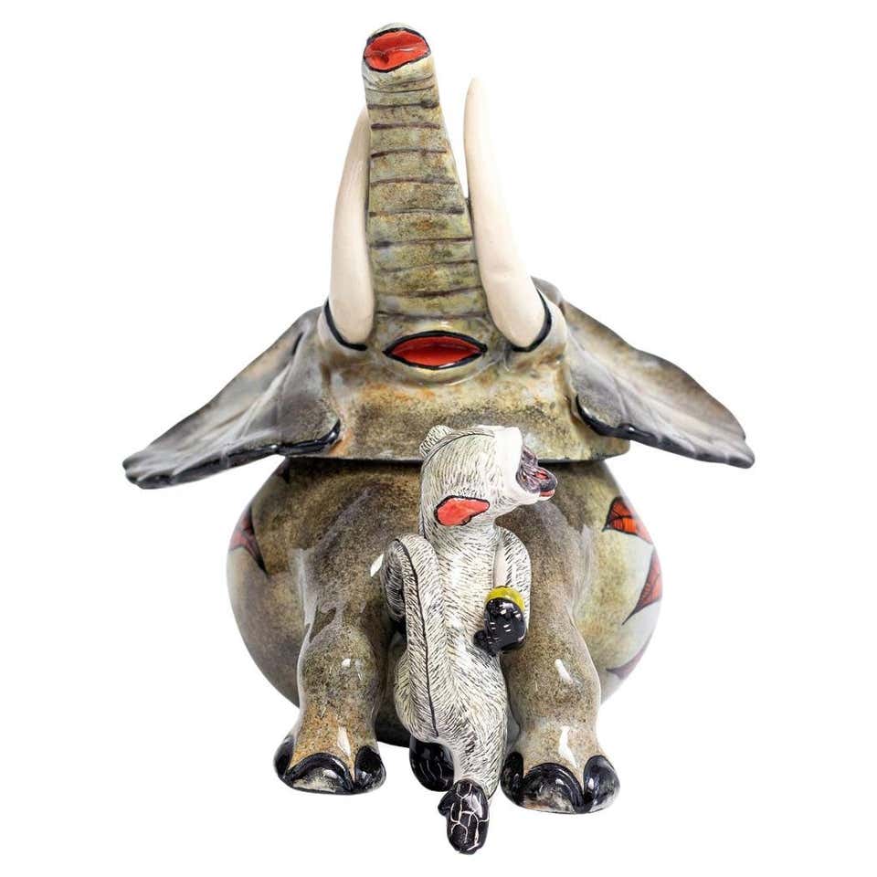 Ceramic Monkey Jewelry Box , hand made in South Africa For Sale at 1stDibs