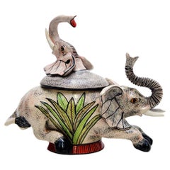 Ceramic  Elephant  Jewelry  Box  , hand made in South Africa