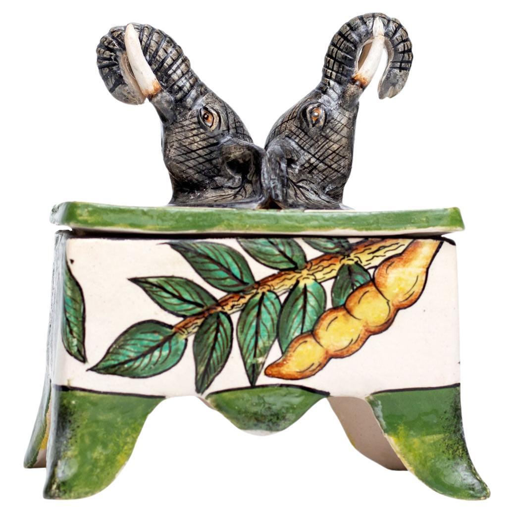 Ceramic Elephant Jewelry Box , hand made in South Africa