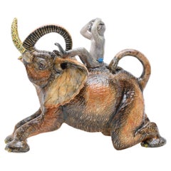 Ceramic Elephant Monkey Teapot , hand made in South Africa
