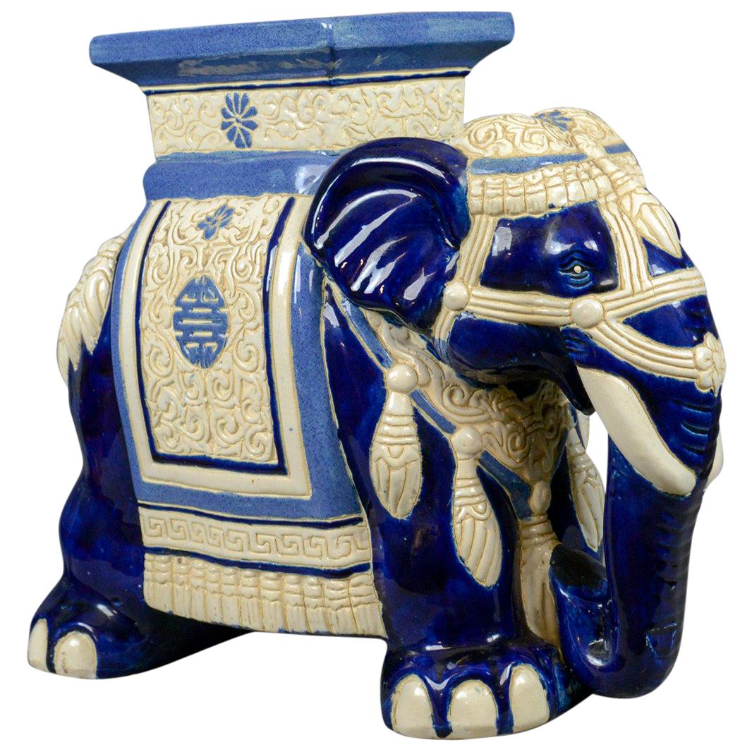 Ceramic Elephant Plant Stand, Garden Companion Table, Mid-Late 20th Century