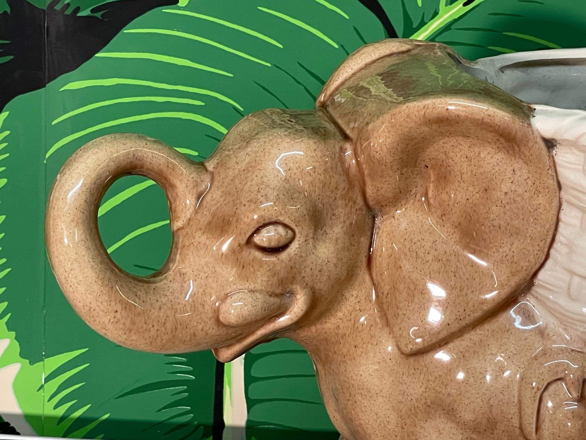 Ceramic Elephant Planter Cachepot For Sale 2