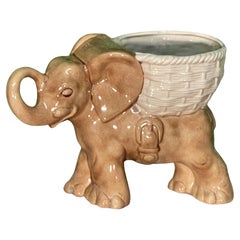 Vintage Ceramic Elephant Planter Cachepot