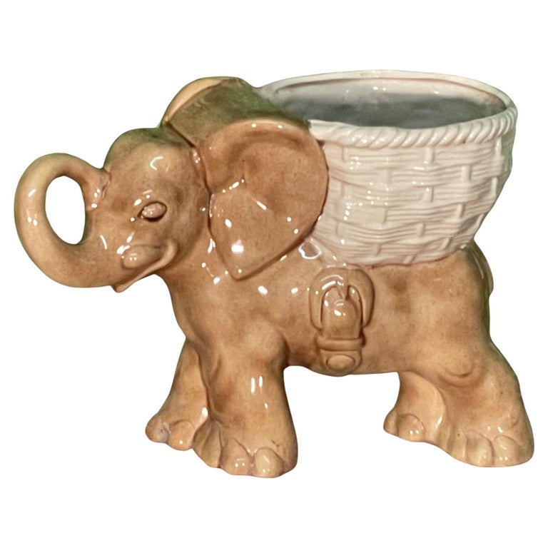 Ceramic Elephant Planter Cachepot For Sale at 1stDibs
