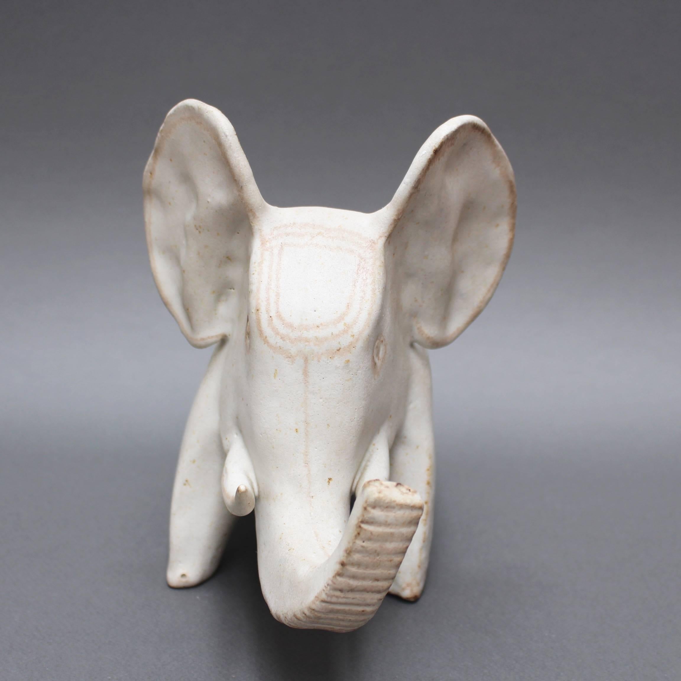 Minimalist Ceramic Elephant Sculpture by Bruno Gambone, circa 1970s, Italy