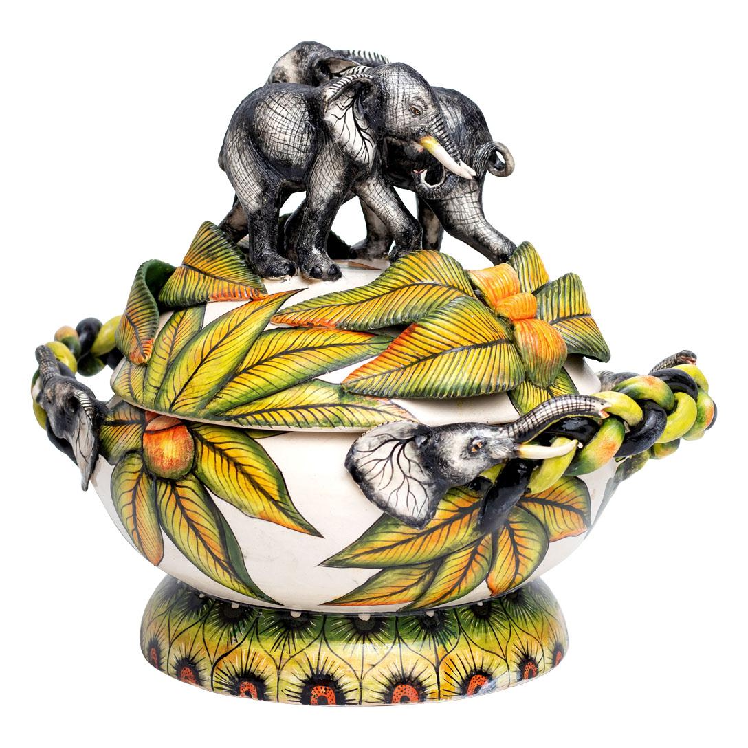 Modern Ceramic Elephant Sweet Dish , hand made in South Africa For Sale