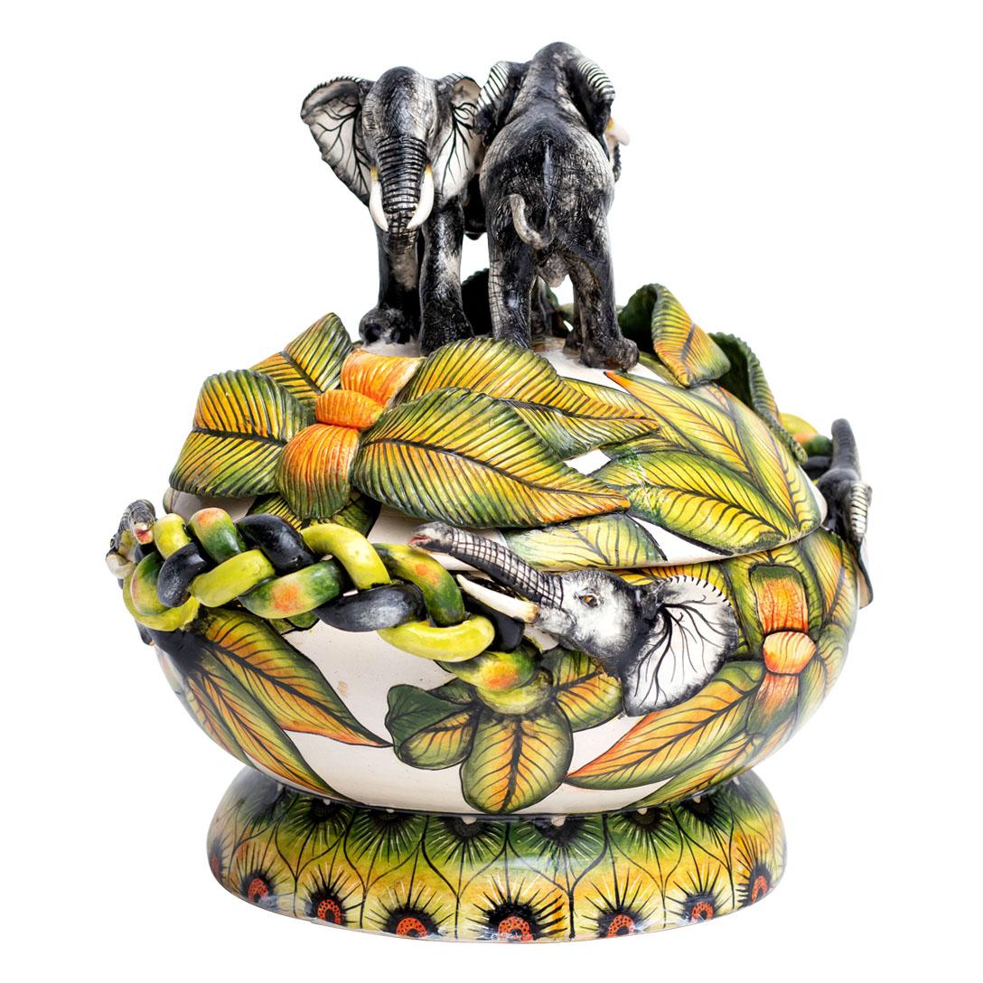 Fired Ceramic Elephant Sweet Dish , hand made in South Africa For Sale