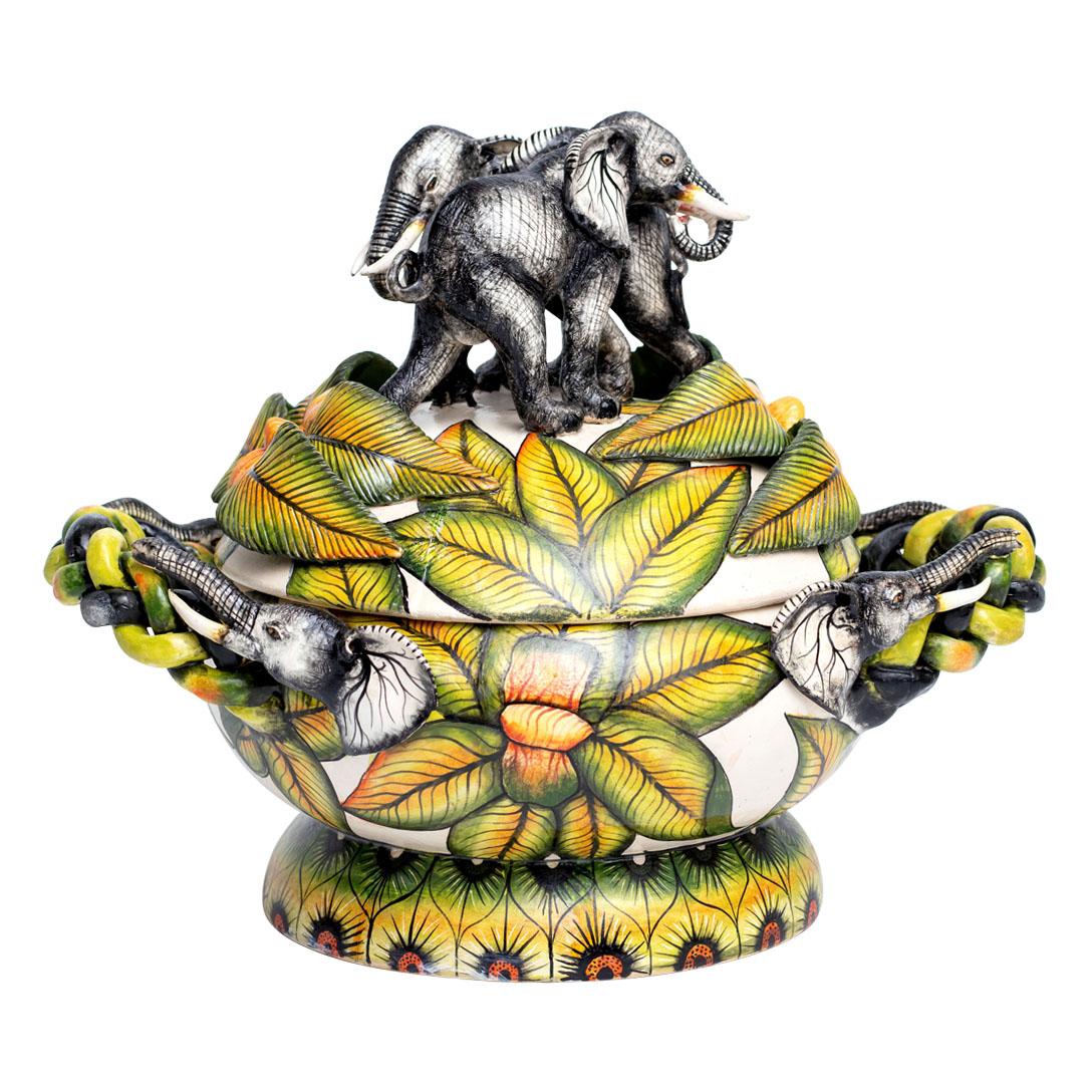 Ceramic Elephant Sweet Dish , hand made in South Africa In Excellent Condition For Sale In North Miami, FL