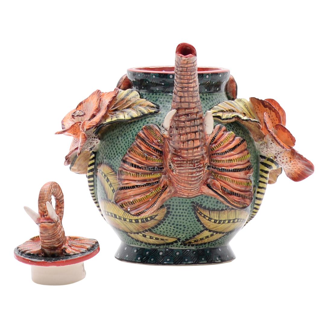 South African Ceramic Elephant Teapot, hand made in South Africa