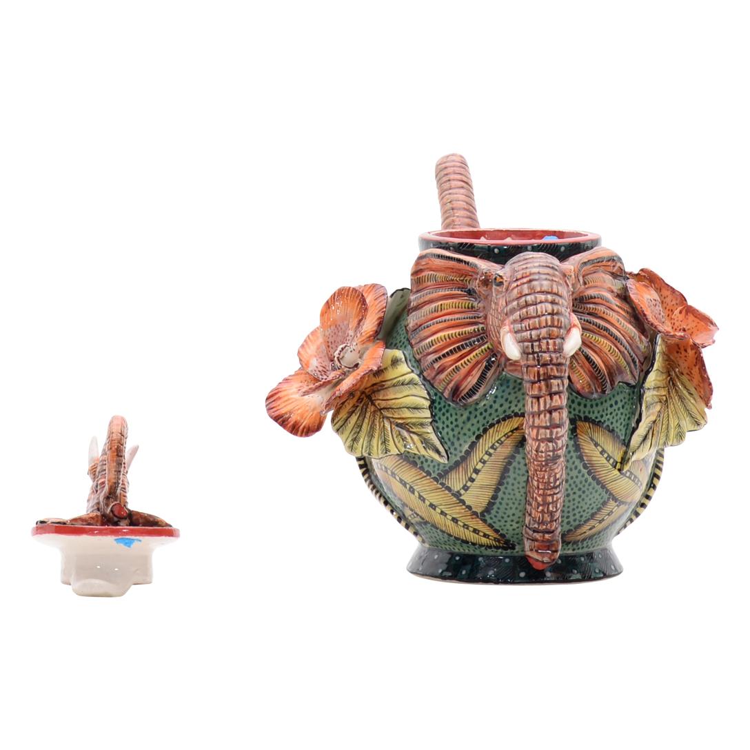 Ceramic Elephant Teapot, hand made in South Africa In Excellent Condition In North Miami, FL