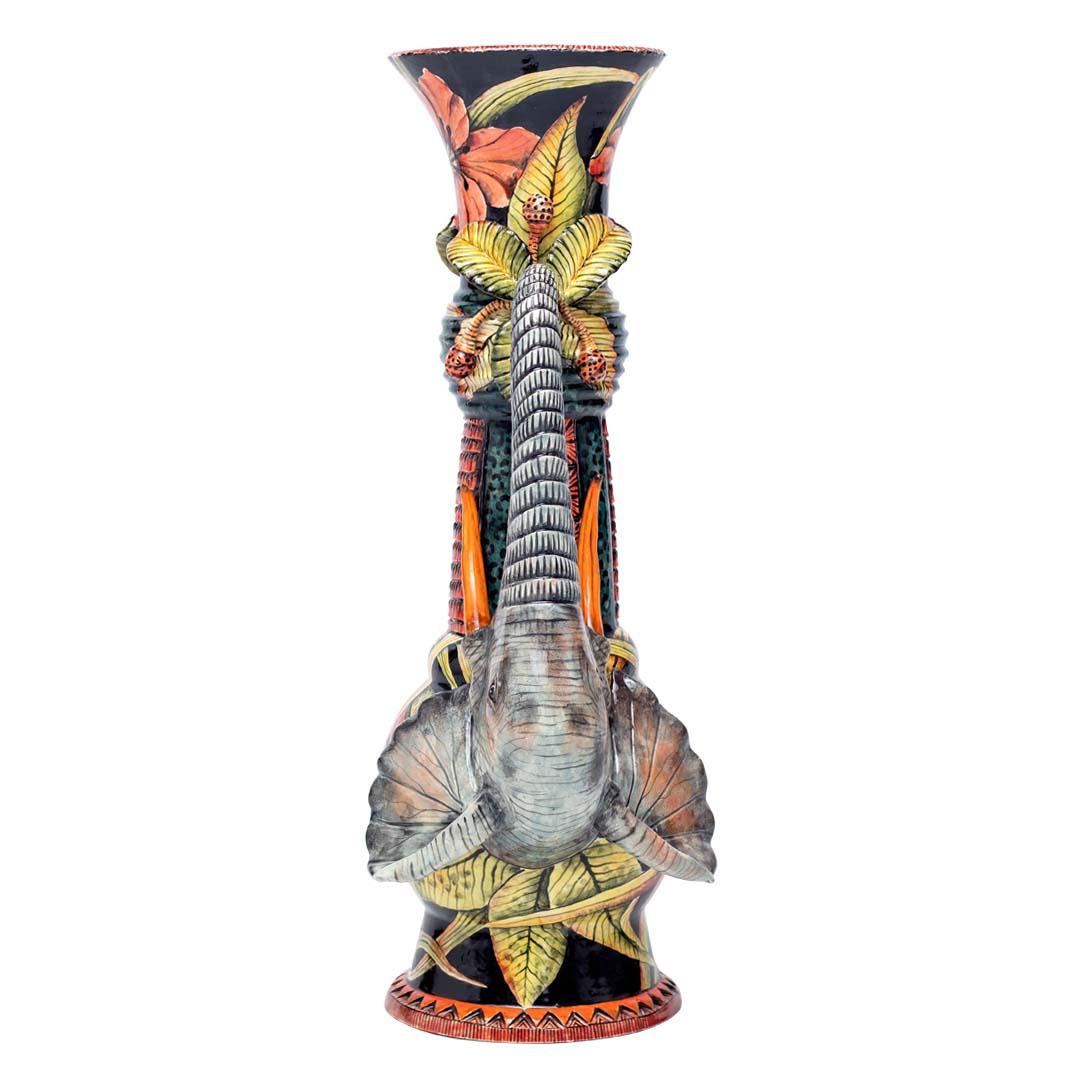 Sudafricano Vaso Elefante in ceramica, realizzato a mano in Sudafrica in vendita