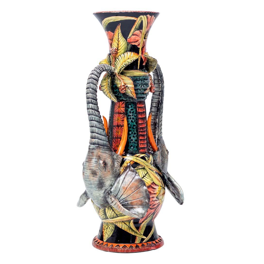 Cotto in fornace Vaso Elefante in ceramica, realizzato a mano in Sudafrica in vendita