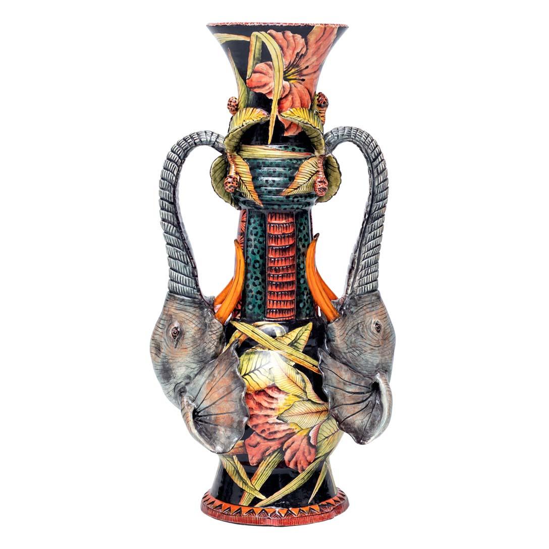 Vaso Elefante in ceramica, realizzato a mano in Sudafrica In condizioni ottime in vendita a North Miami, FL
