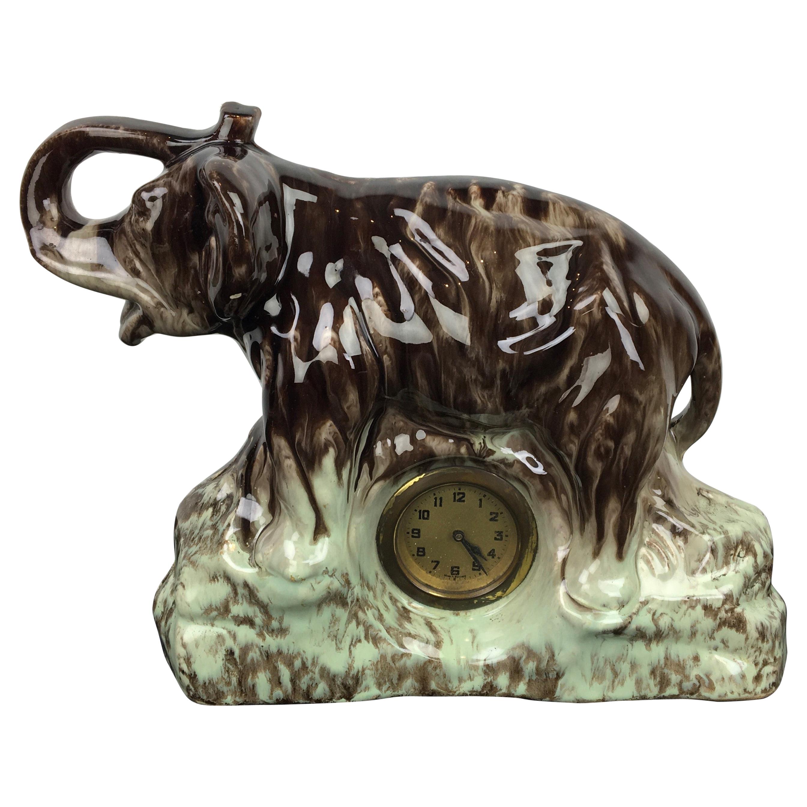 Ceramic Elephant with Clock, Belgium, 1950s For Sale