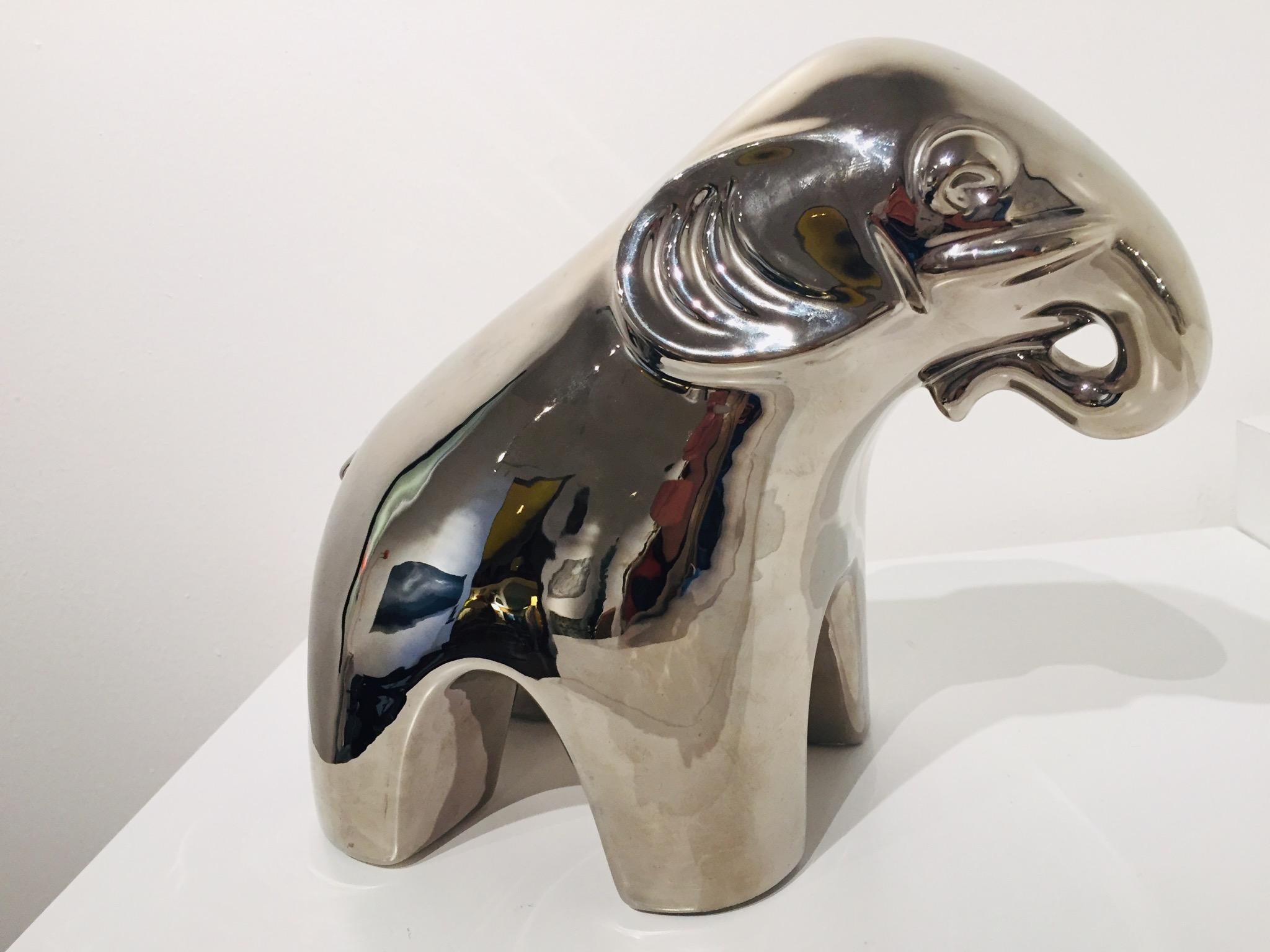 Keramischer Elefant aus Keramik mit Spiegeloberfläche im Angebot 6