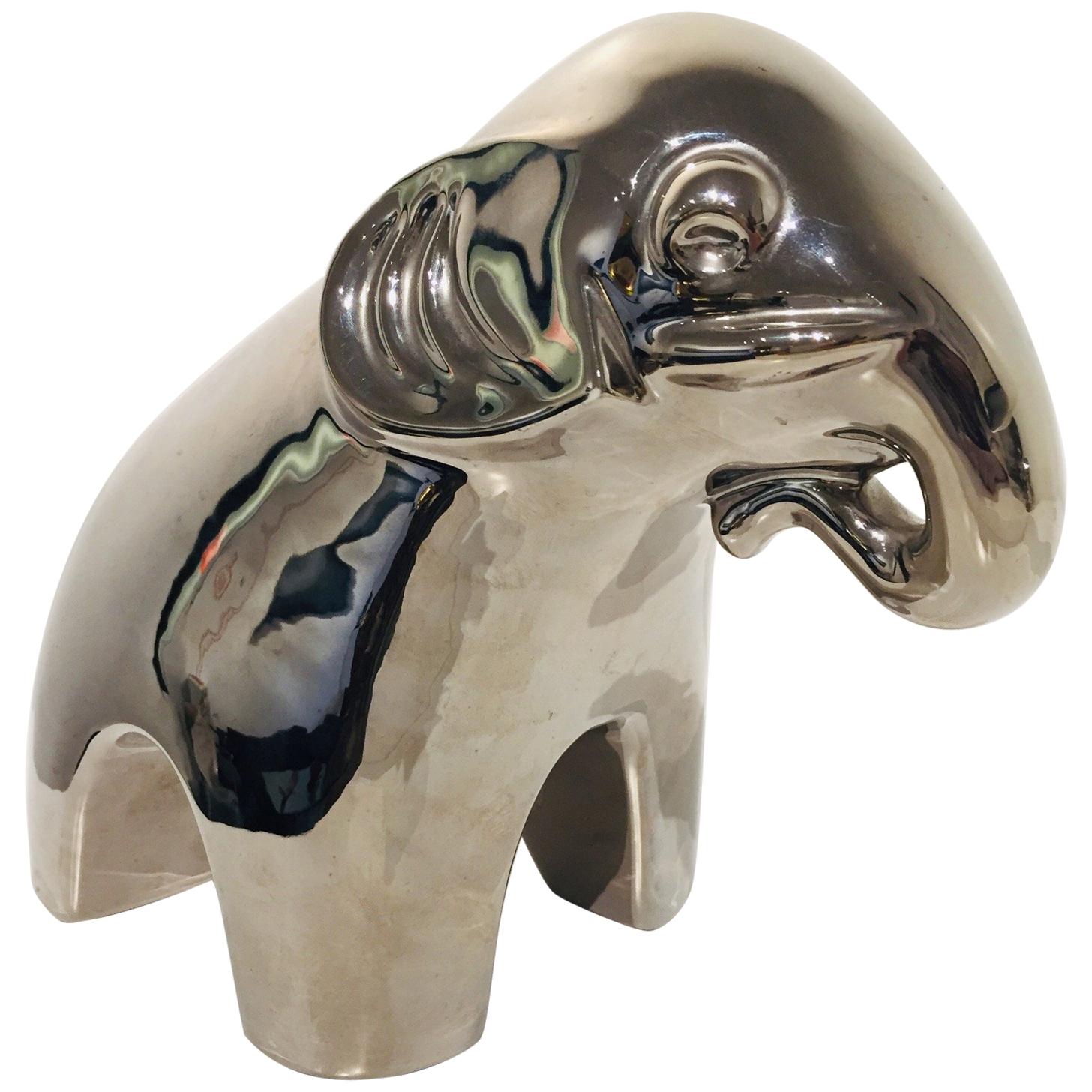 Elefante in ceramica con finitura a specchio
