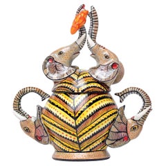 Ceramic Elephants Heads Jewelry Box  , hand made in South Africa