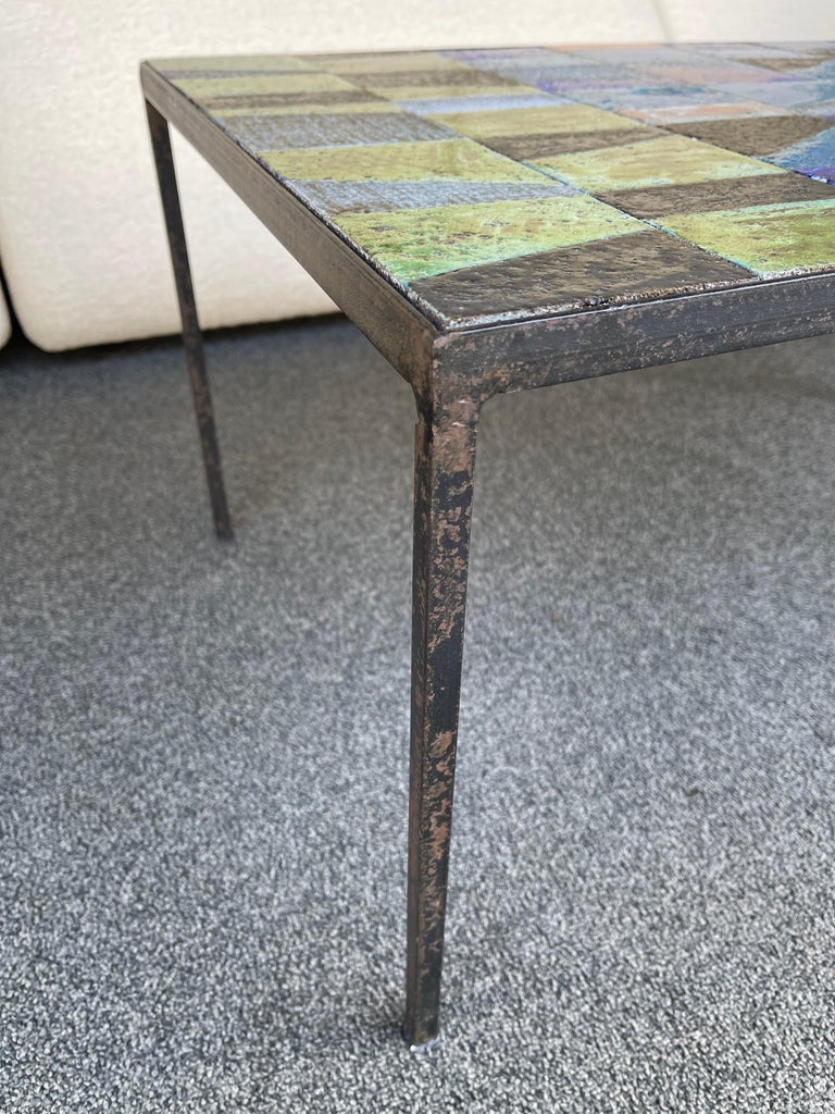 Ceramic Enameled Coffee Table, France, 1950s For Sale 5