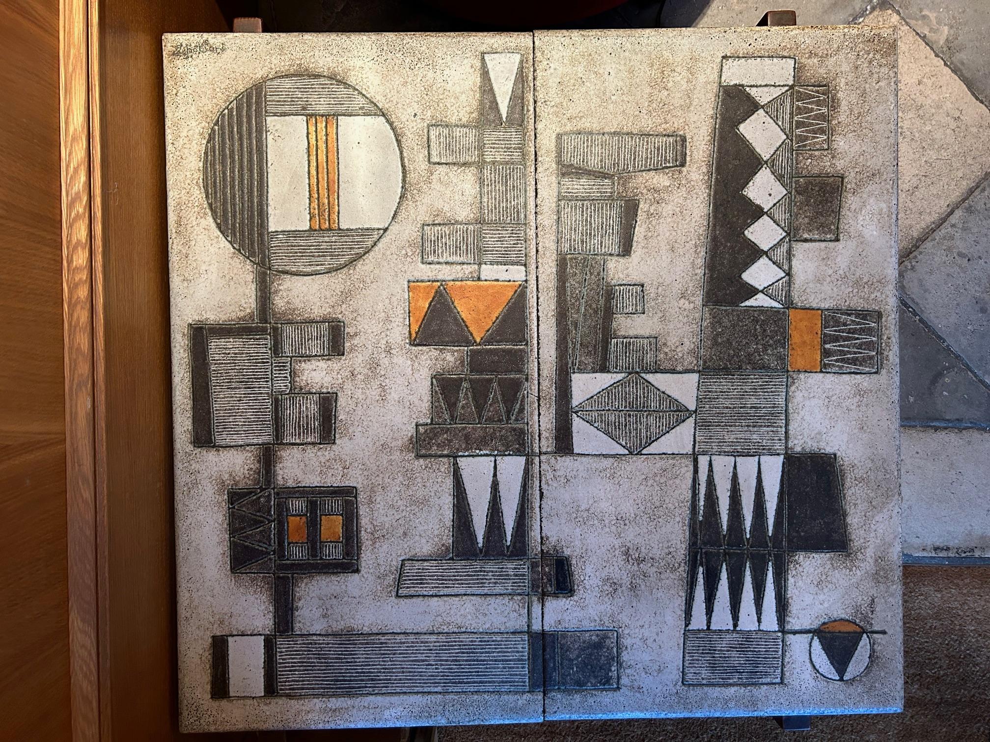 French Ceramic enameled lava coffee table by les 2Potiers, France, 1960's For Sale
