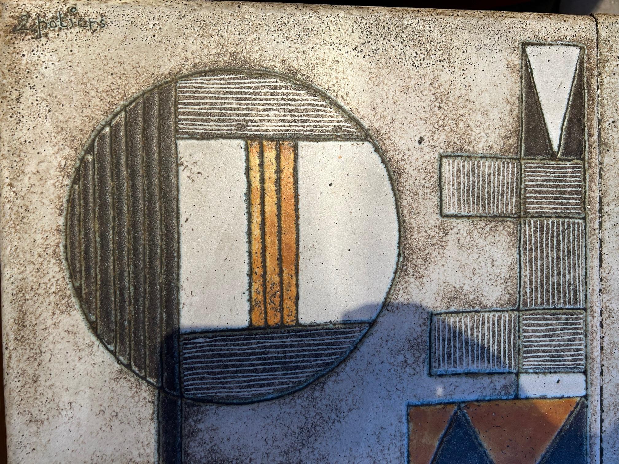 Ceramic enameled lava coffee table by les 2Potiers, France, 1960's In Good Condition For Sale In Paris, FR