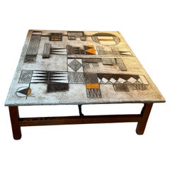 Ceramic enameled lava coffee table by les 2Potiers, France, 1960's