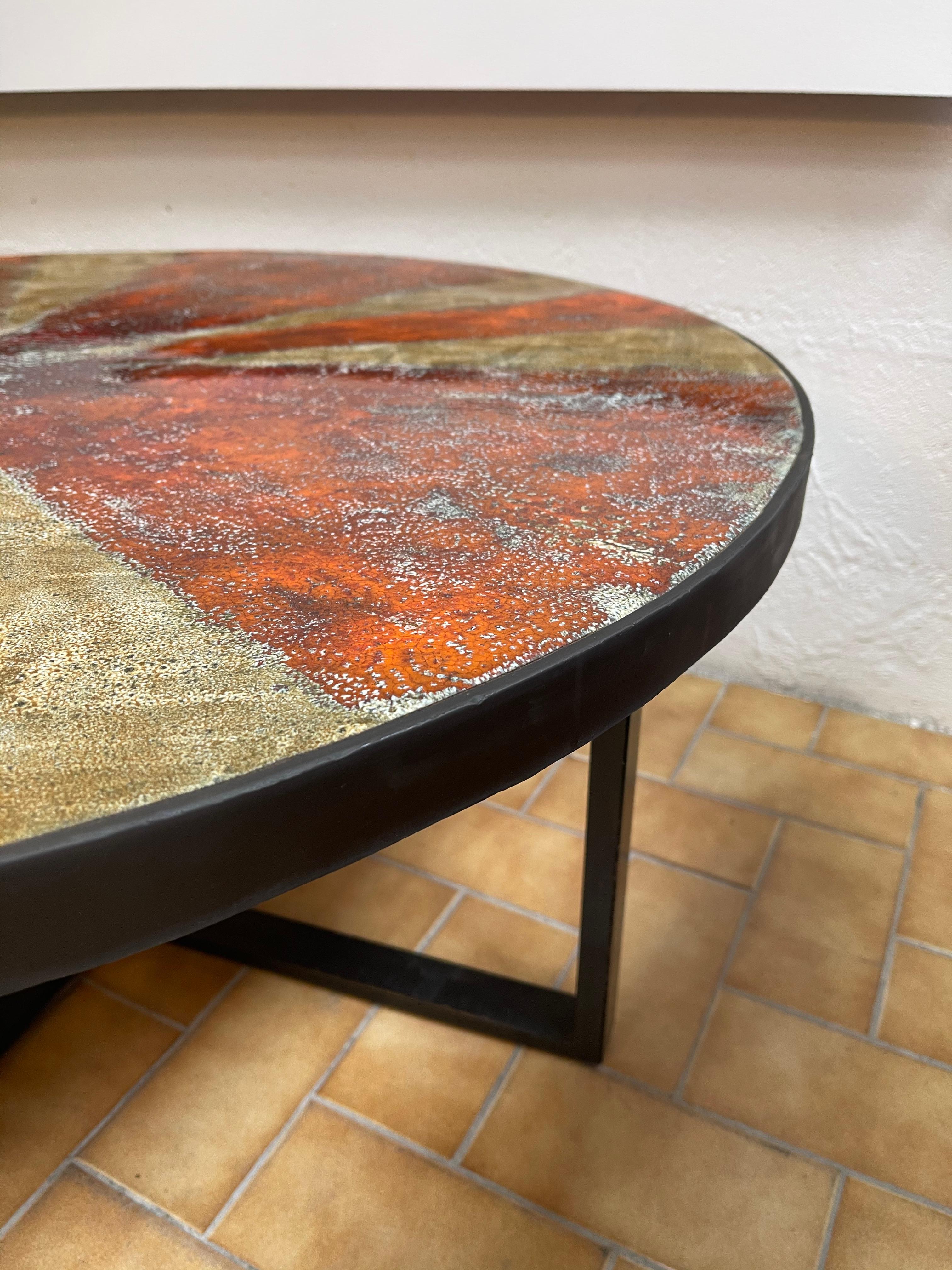 Ceramic Enameled Coffee Table by G. Olivier. Switzerland, 1960s 3