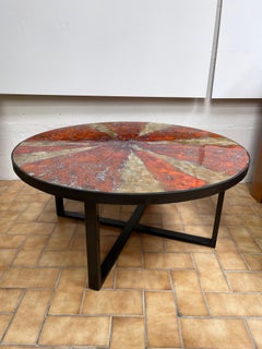 Ceramic Enameled Coffee Table by G. Olivier. Switzerland, 1960s
